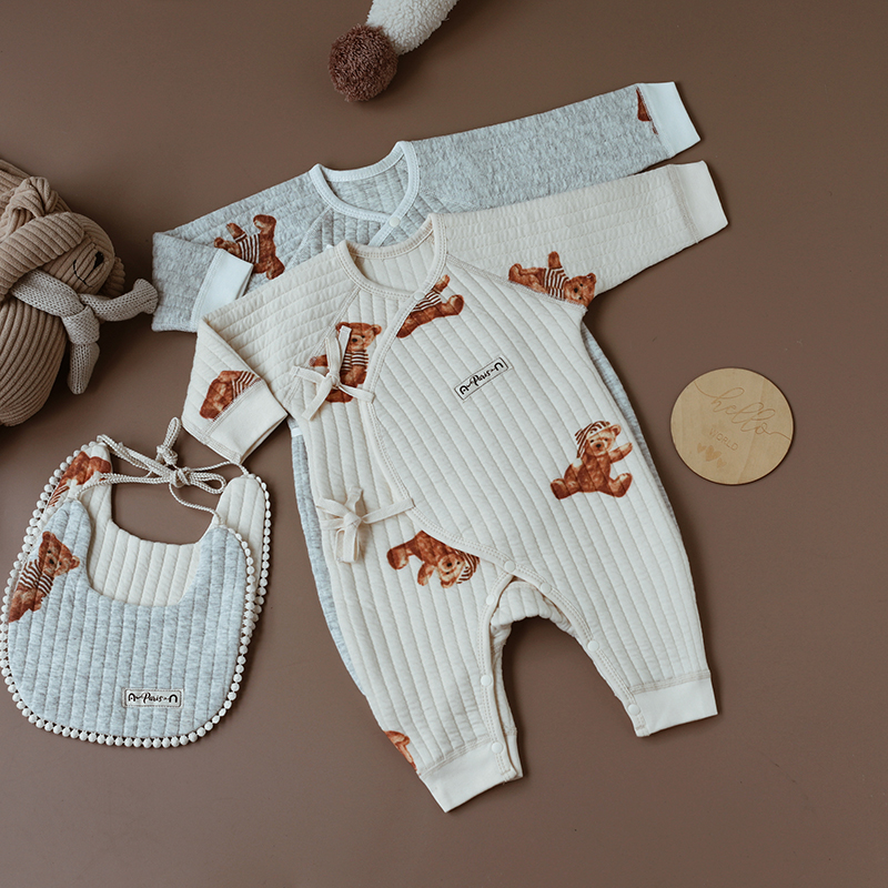 婴姿婴儿空气棉连体衣薄夹棉