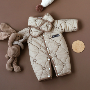 超萌加绒夹棉外出服 保暖棉服宝宝衣服冬季 婴姿韩版 婴儿连体衣冬装