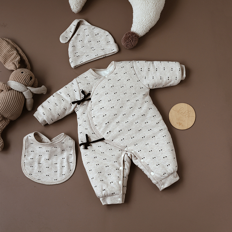 婴儿衣服秋冬满月款连体衣棉袄