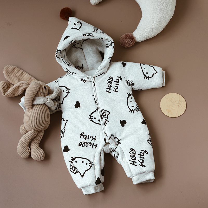 婴儿连体衣秋冬季夹棉哈衣爬服