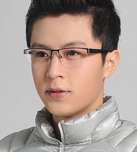 a玛尼眼镜框男近视 半框大脸商务眼镜架板材眼镜腿黑眼睛配EA402