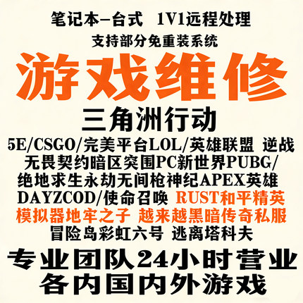 电脑机器远程LOL英雄联盟三角洲无畏契约CSGO暗区和平精英F限制码