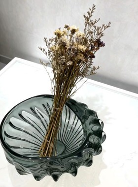 现代轻奢旋转纹琉璃花瓶果盘摆件