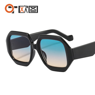 M337大框六边型时尚 PC太阳镜UV400瘦脸走秀眼镜跨境ins男女士墨镜