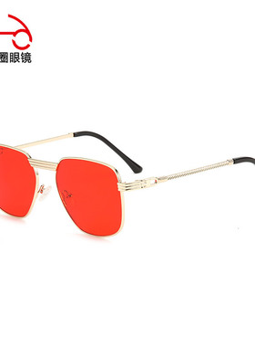 两个圈 新款潮流海洋片女士太阳镜金属全框墨镜大框个性眼镜