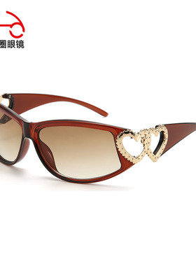 两个圈 欧美Y2K爱心大框太阳镜跨境sunglasses防紫外线墨镜T1033