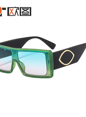 方框时尚男女士彩色太阳镜 连体镜片修脸百搭的欧美墨镜6102