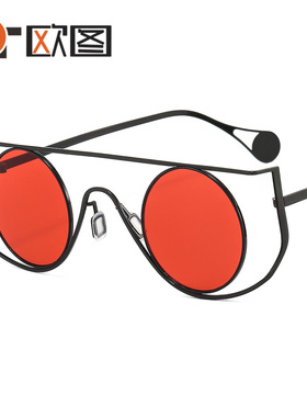 欧图新款金属朋克彩色太阳镜T22001个性潮流男女街拍摇滚摩登墨镜