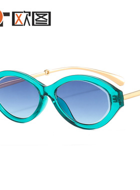 926新款小框跨境ins太阳镜女 时尚椭圆框小香墨镜女潮sunglasses