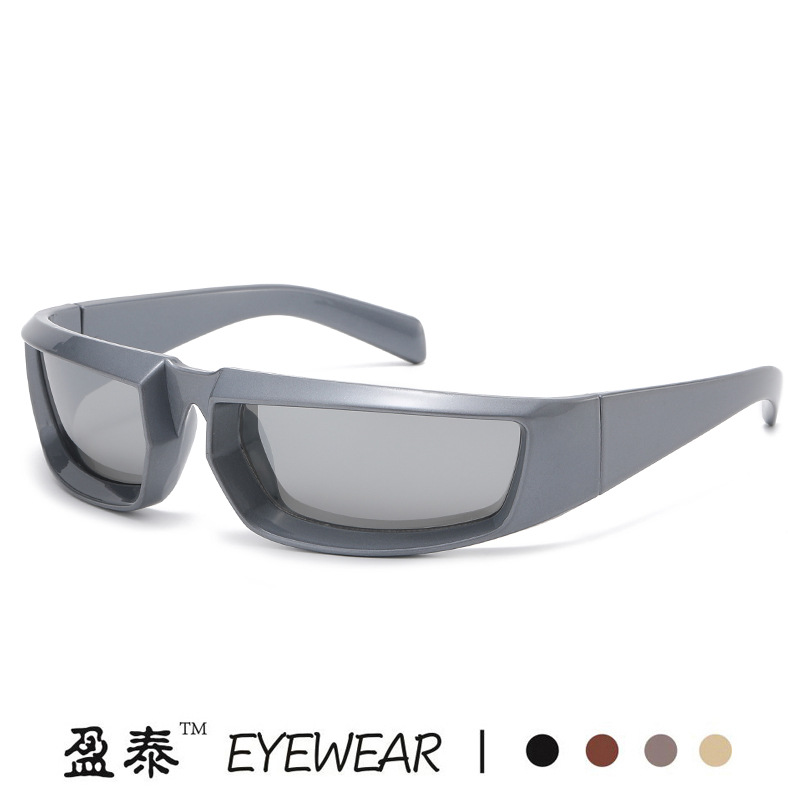 蒸汽朋克太阳镜Y2K女式镜面运动太阳镜 朋克护目镜多彩时尚眼镜