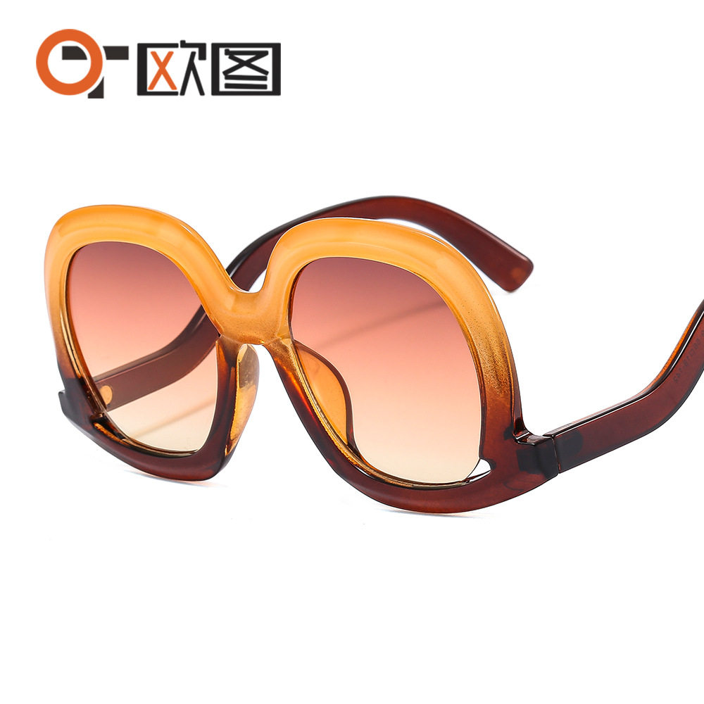 新款欧美大框搞怪个性太阳镜遮阳潮流墨镜男女彩色蛤蟆镜9189