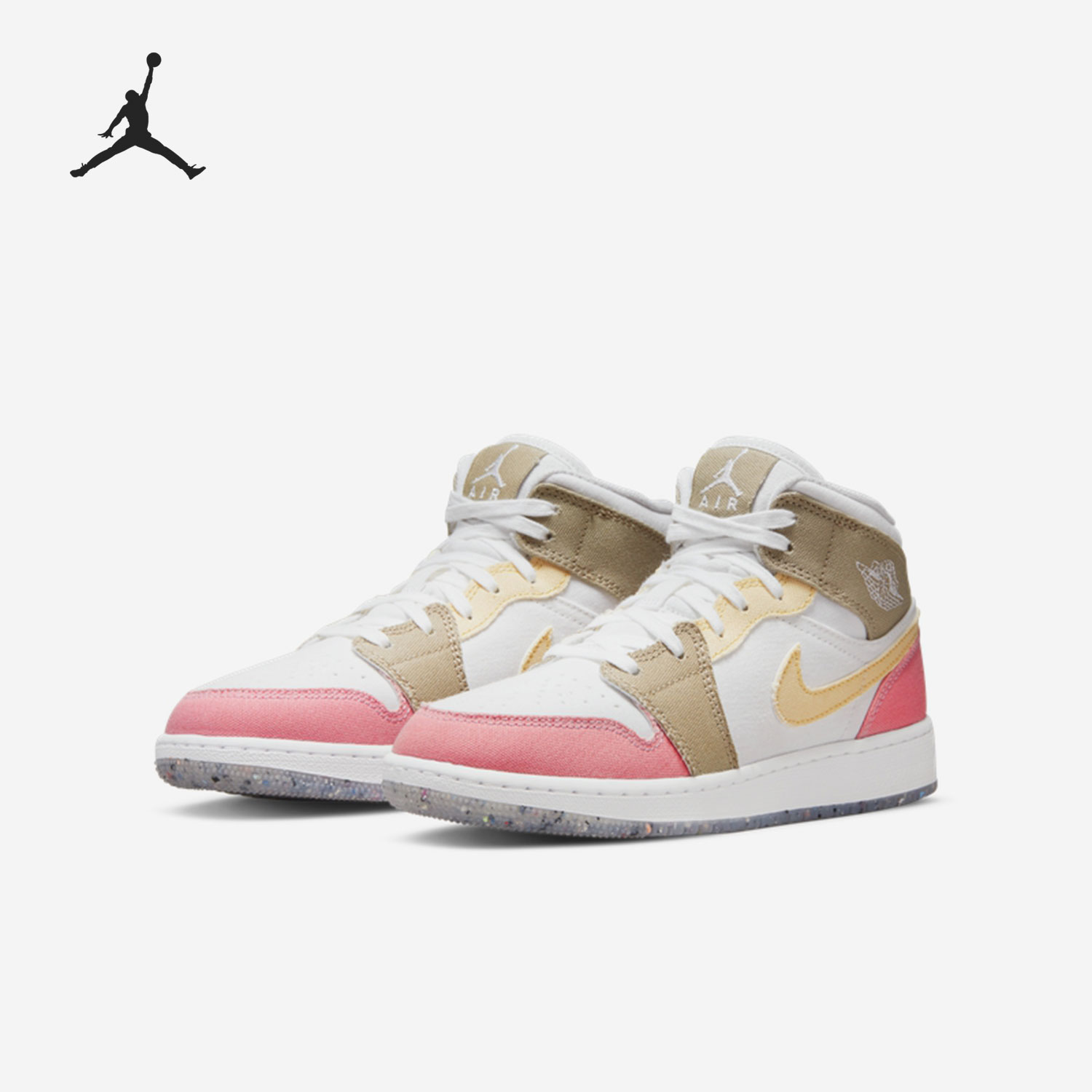 Nike/耐克正品AIR JORDAN1 MID AJ1女子GS大童板鞋DJ0338-100