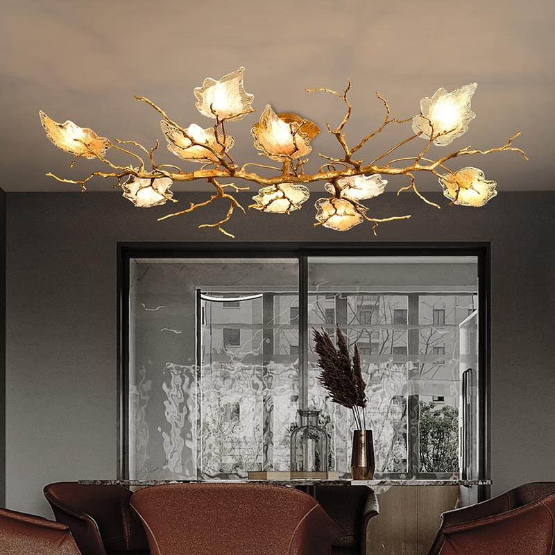 工厂直销后现代水晶客厅灯吸顶灯奢华高档轻奢创意法式长形房间卧