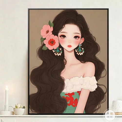 多巴胺可爱俏皮女孩装饰画现代简约儿童房卧室床头壁画治愈系挂画