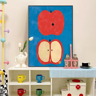 苹果客厅装饰画多巴胺ins风沙发背景墙壁挂画高级感摆件艺术壁画