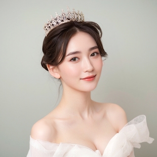 2025新款儿童新娘皇冠头饰公主高端大气舞台演出主持生日王冠艾莎