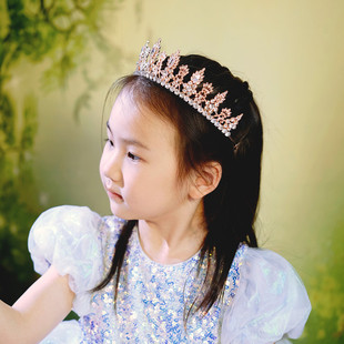 2025新款儿童新娘皇冠头饰公主高端大气舞台演出主持生日王冠艾莎