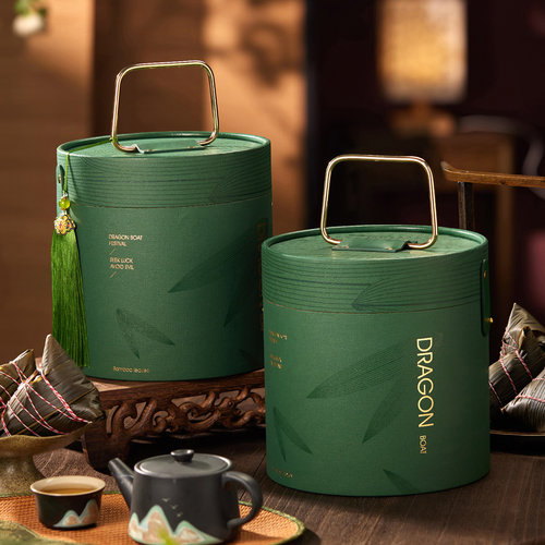 端午手提圆形桶粽子包装盒