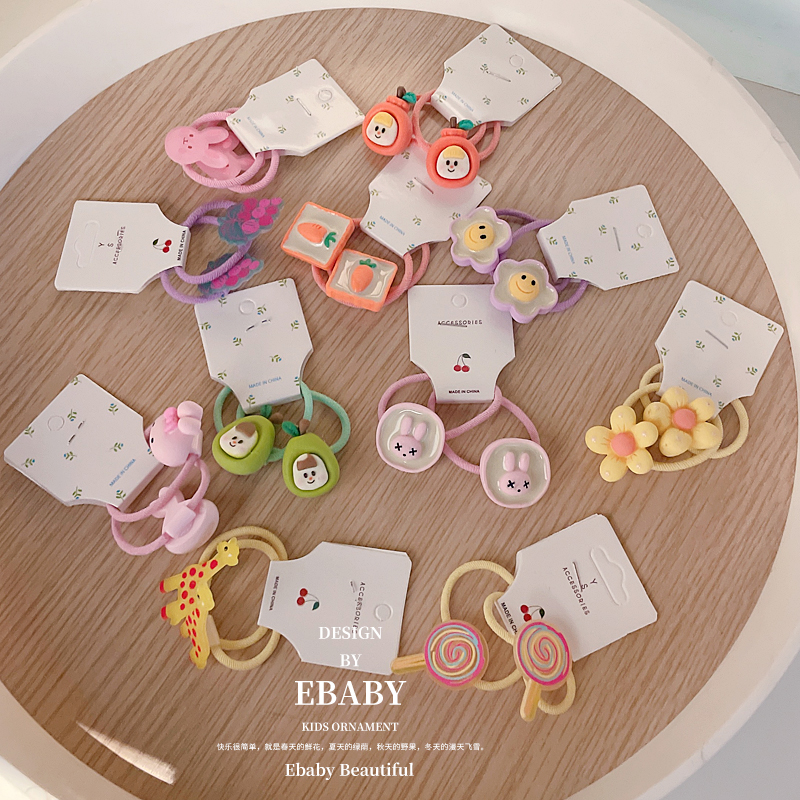 儿童卡通扎头发皮筋女宝不伤发发圈小揪揪可爱头绳扎马尾橡皮筋