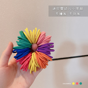 婴幼儿彩虹色不伤发不缠发橡皮筋扎头发糖果色基础小号3CM发圈