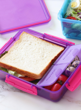 新西兰进口 sistema正品单层三明治盒 便携面包吐司盒 3分格