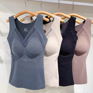 女性秋冬石墨烯加厚保暖背心聚拢胸垫免穿文胸一体固定杯内衣