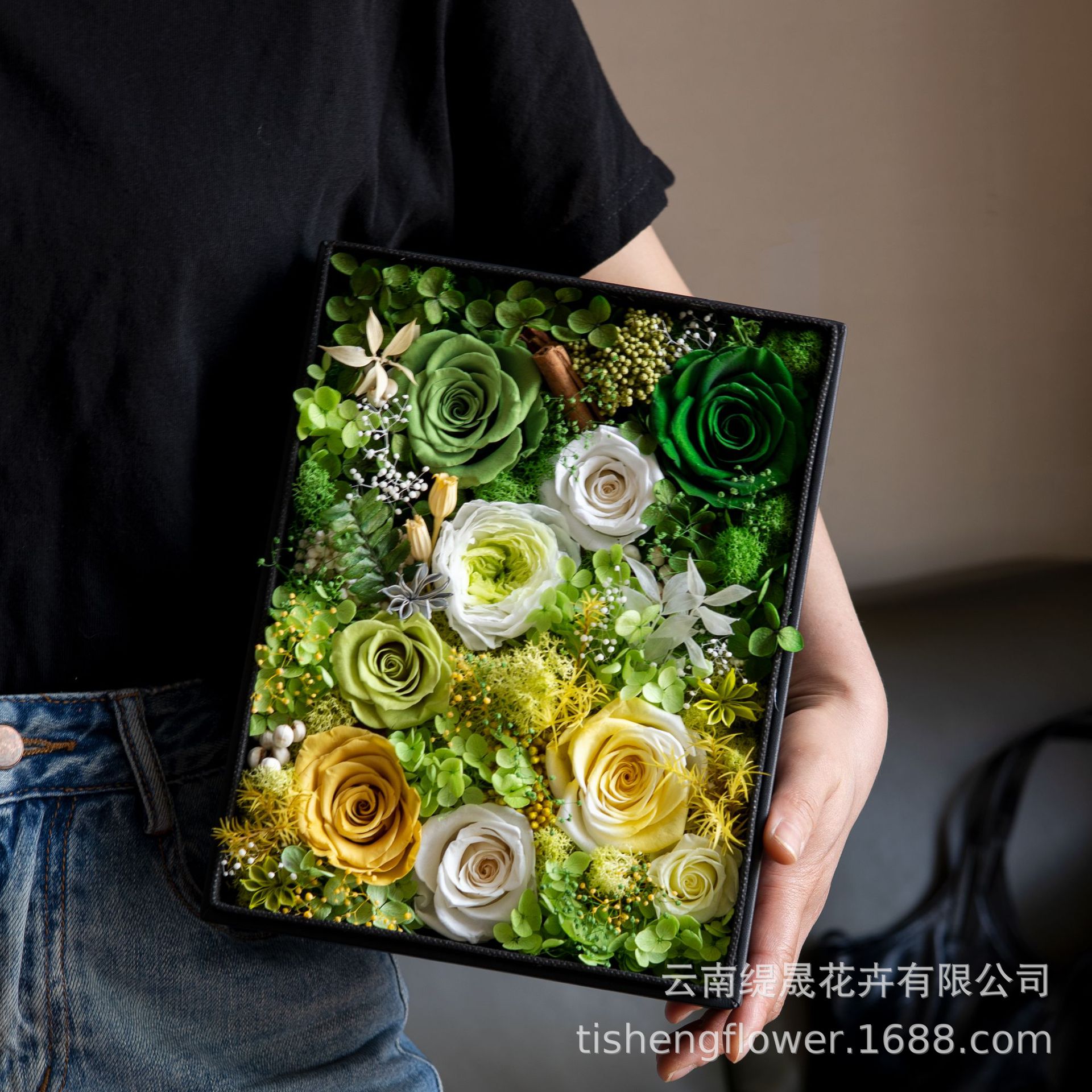 永生花礼盒开窗皮盒母亲节妈妈礼物批发玫瑰花真花保鲜3-5年