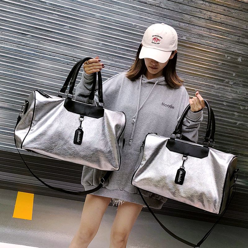 跨境运动健身包女PU皮质旅游行李包斜挎瑜伽包小型轻便手提旅行包