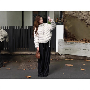 冬季韩系立领羽绒服女款泡芙排骨新国标轻薄宽松简约外套