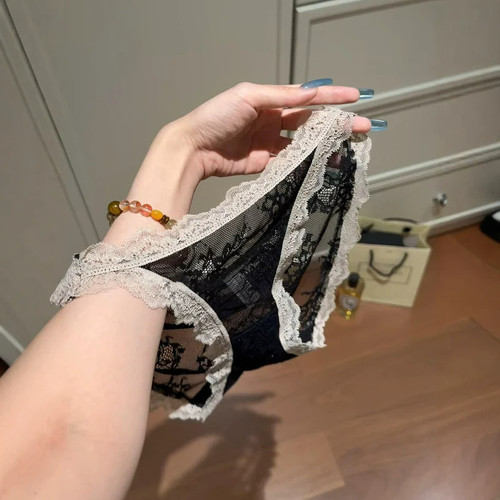 “午后奶咖”很美的咖黑拼色~法式高级感~纯欲性感高开叉内裤女士