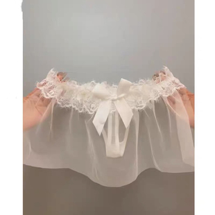 蛋糕小裙摆蝴蝶结透明网纱性感蕾丝三角裤内裤低腰少女丁字T裤头