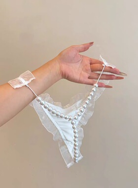 大大珍珠•按摩丁字裤火辣女生蕾丝内裤女新款性感勾人轻奢高级感