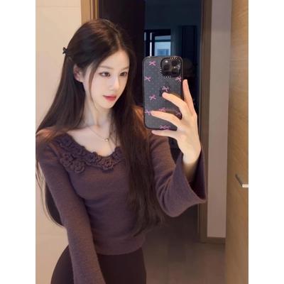 温柔风立体花朵针织打底衫