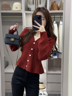 小香风V领内搭打底针织衫毛衣