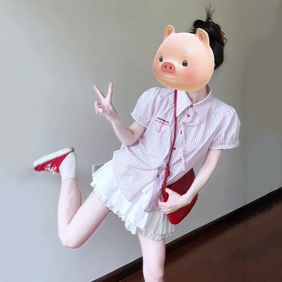 学院风条纹衬衫套装2025新款女夏小个子短裙夏日ootd穿搭