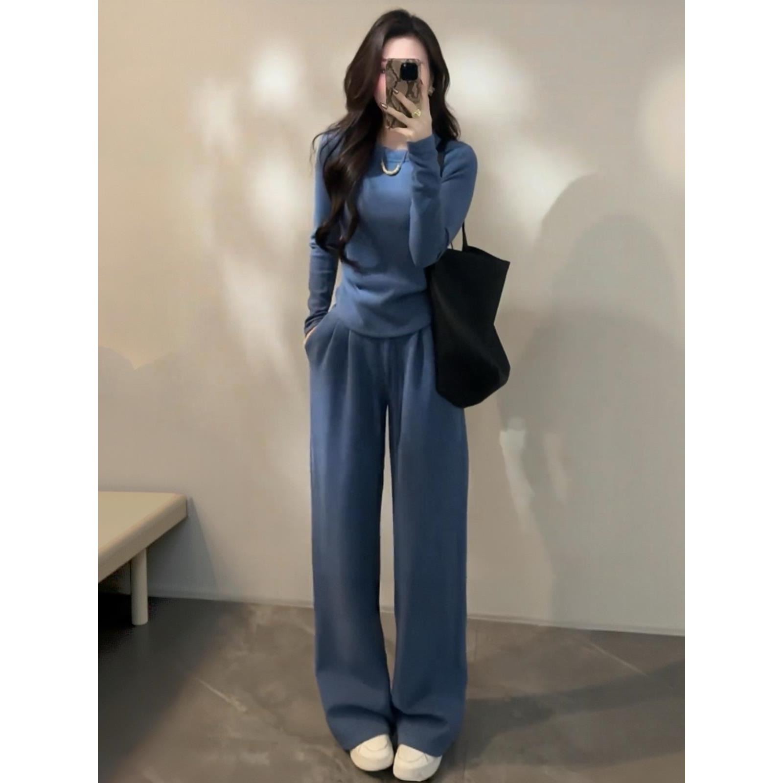 韩系运动卫衣阔腿裤两件套