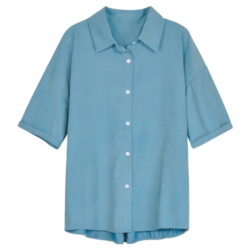 Летняя тонкая базовая рубашка, короткий рукав, французский стиль