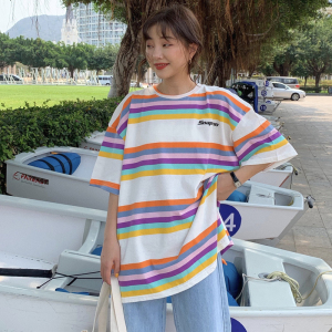 ins超火的条纹刺绣T恤
