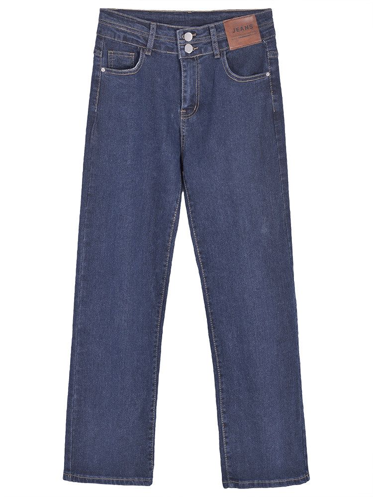 SUMMER 2024 NEW HIGH-WAISTED SLIM SMALL STRAIGHT CROPPED PANTS WOMENS LOOSE DENIM PIPE PANTS SPRING AND AUTUMN