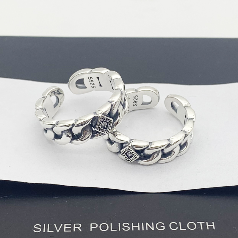 925银韩版亮面开口戒指