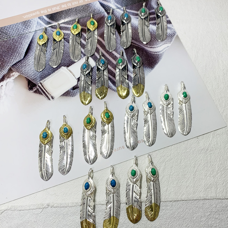 純銀羽毛原宿復古掛飾吊墜