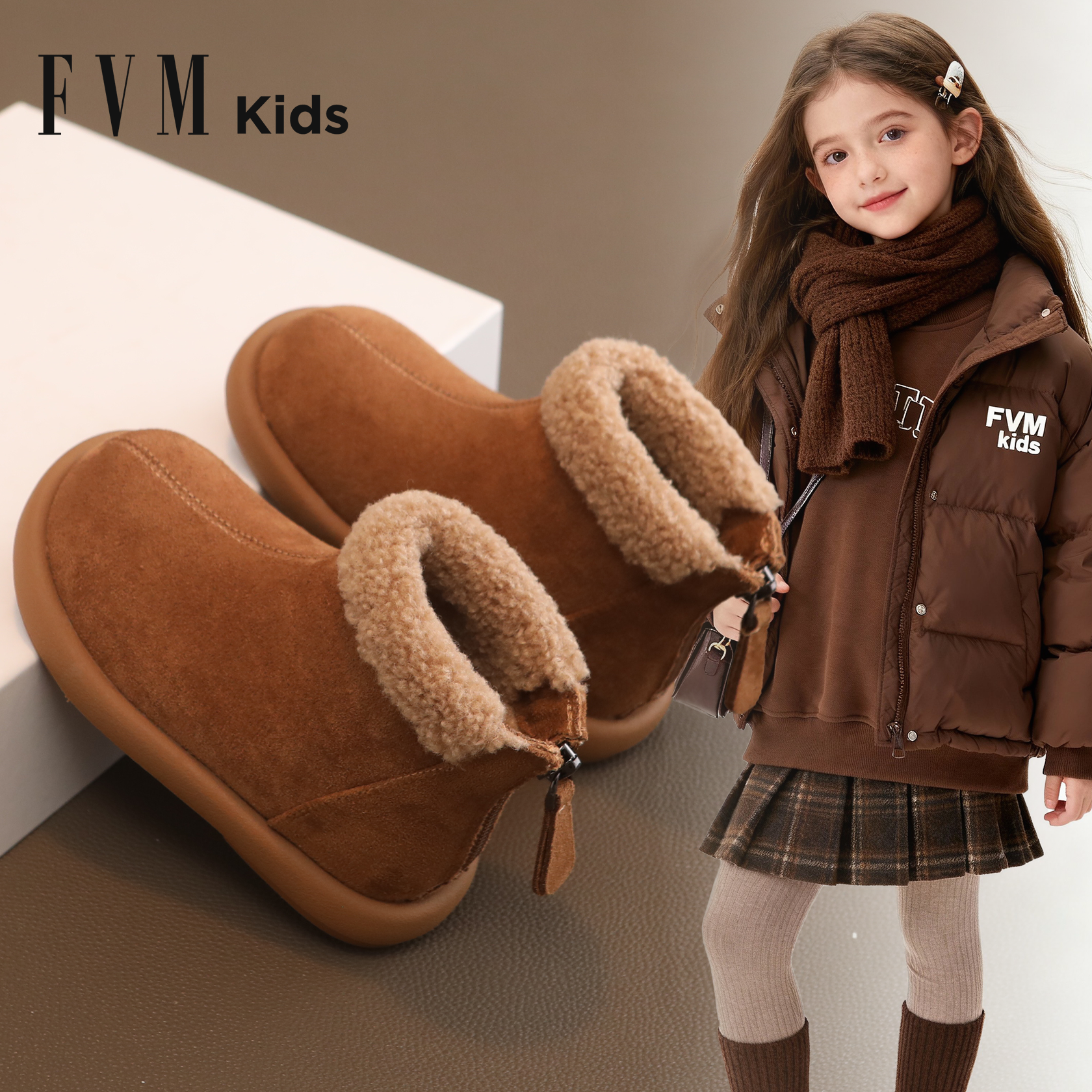 女童雪地靴冬季加绒加厚