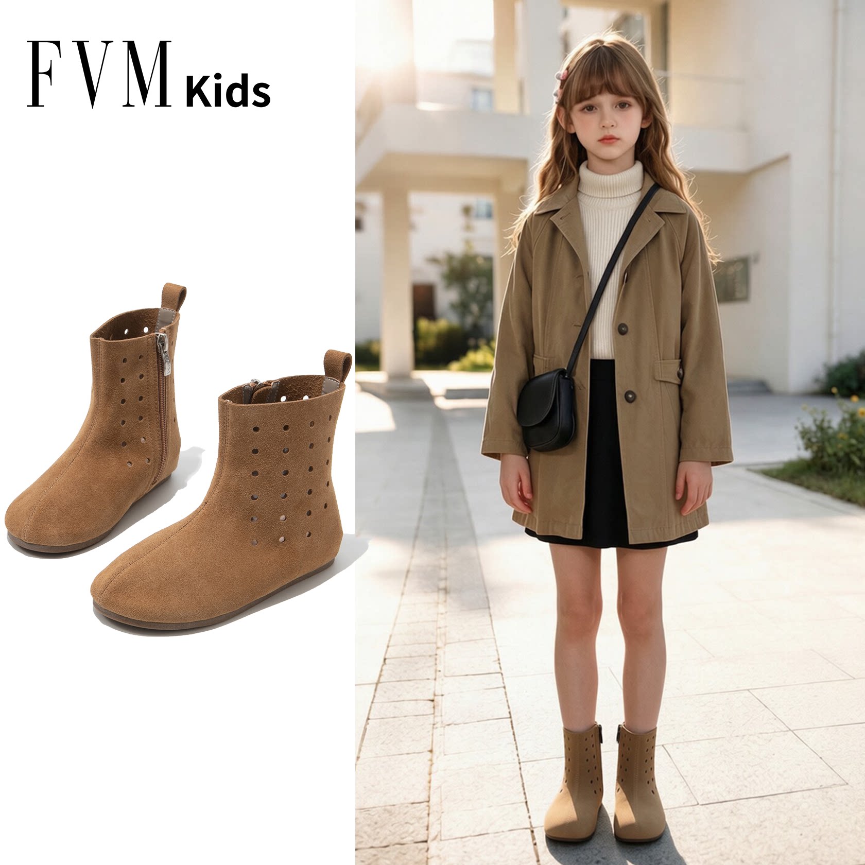 fvm夏季女童短靴皮靴女宝小靴子