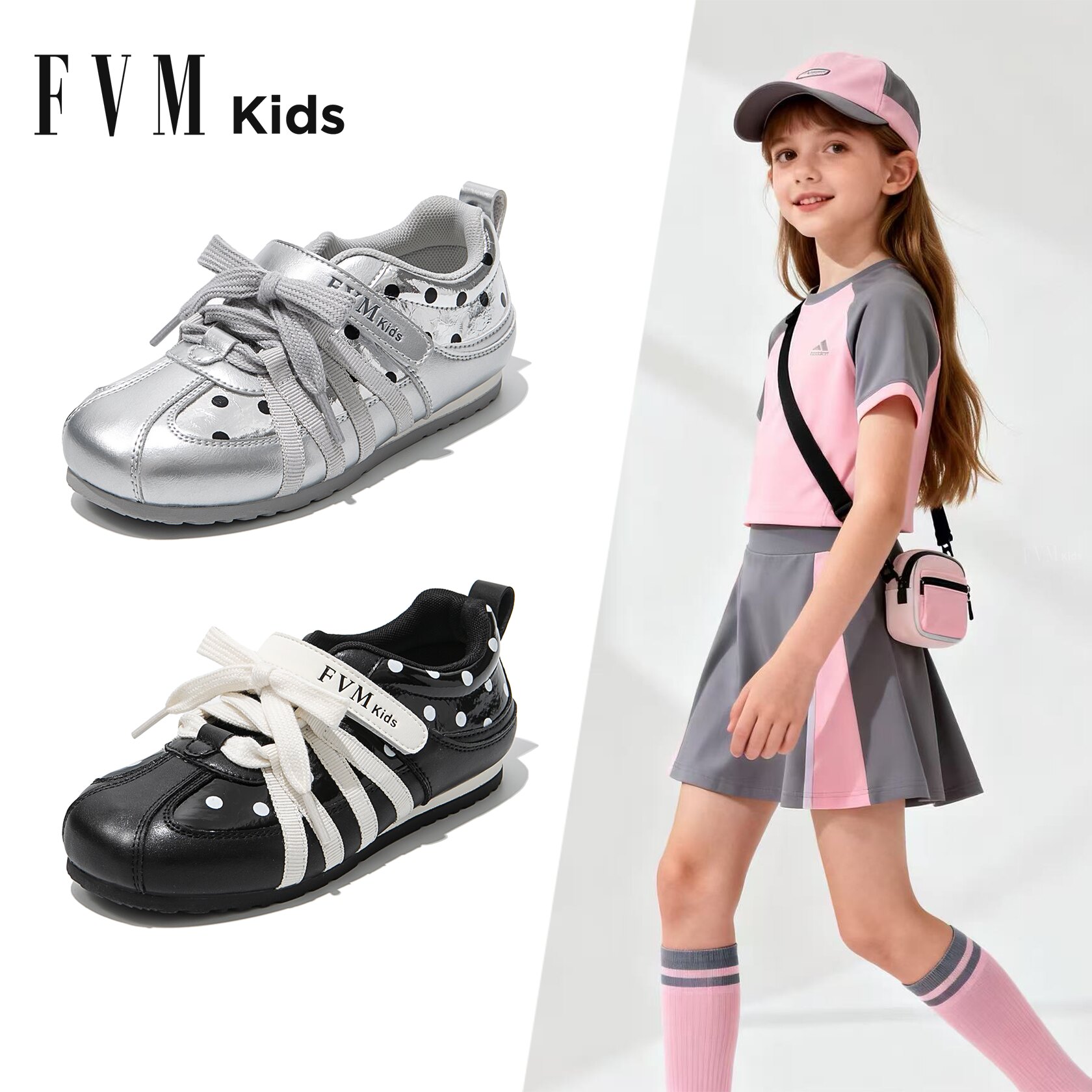 FVM女童鞋子儿童公主运动板鞋