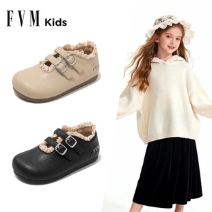 FVM女童鞋子儿童公主小皮鞋2026新款春季女孩软底配裙子豆豆单鞋