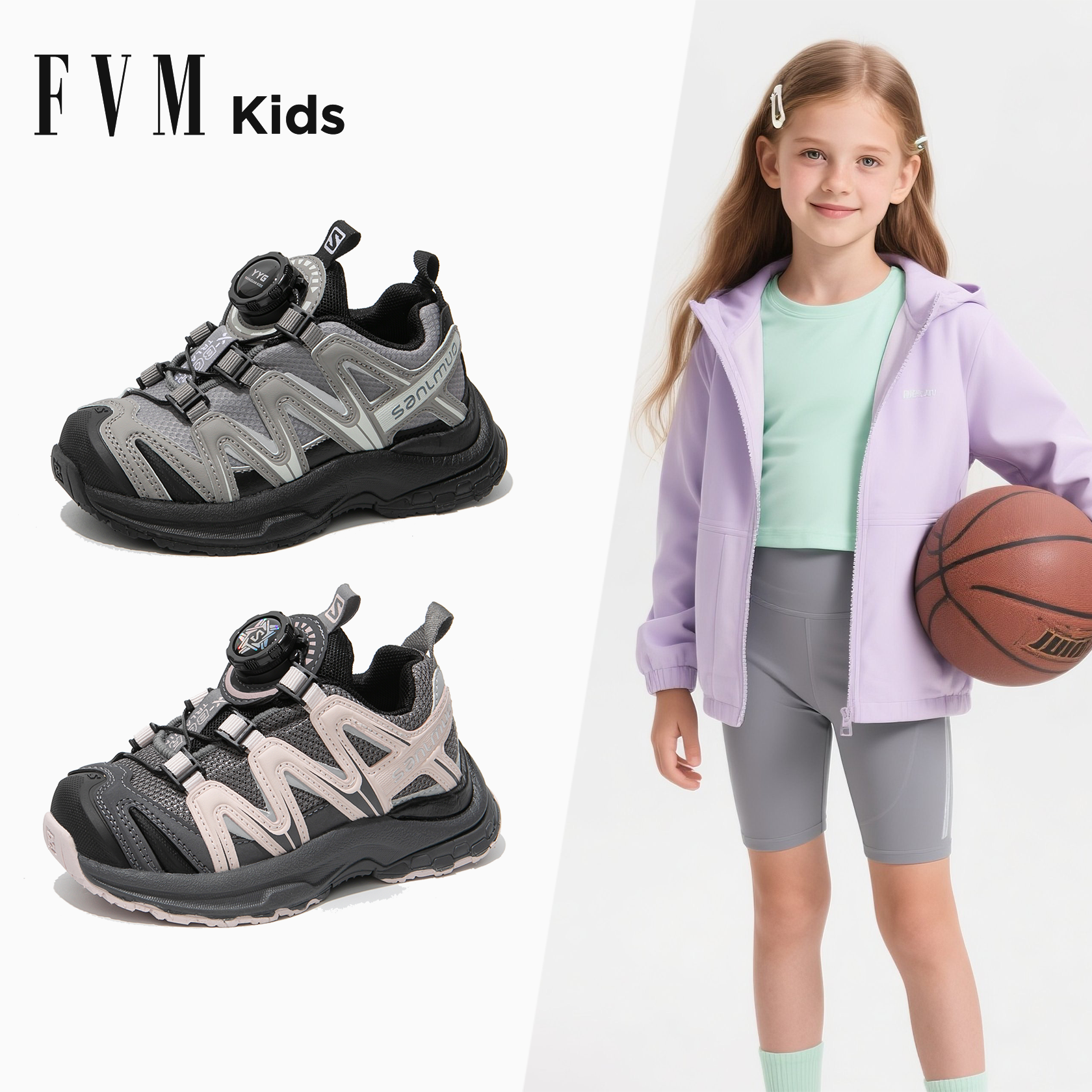 FVM女童鞋子儿童户外运动鞋2025新款秋冬季休闲老爹软底登山男童