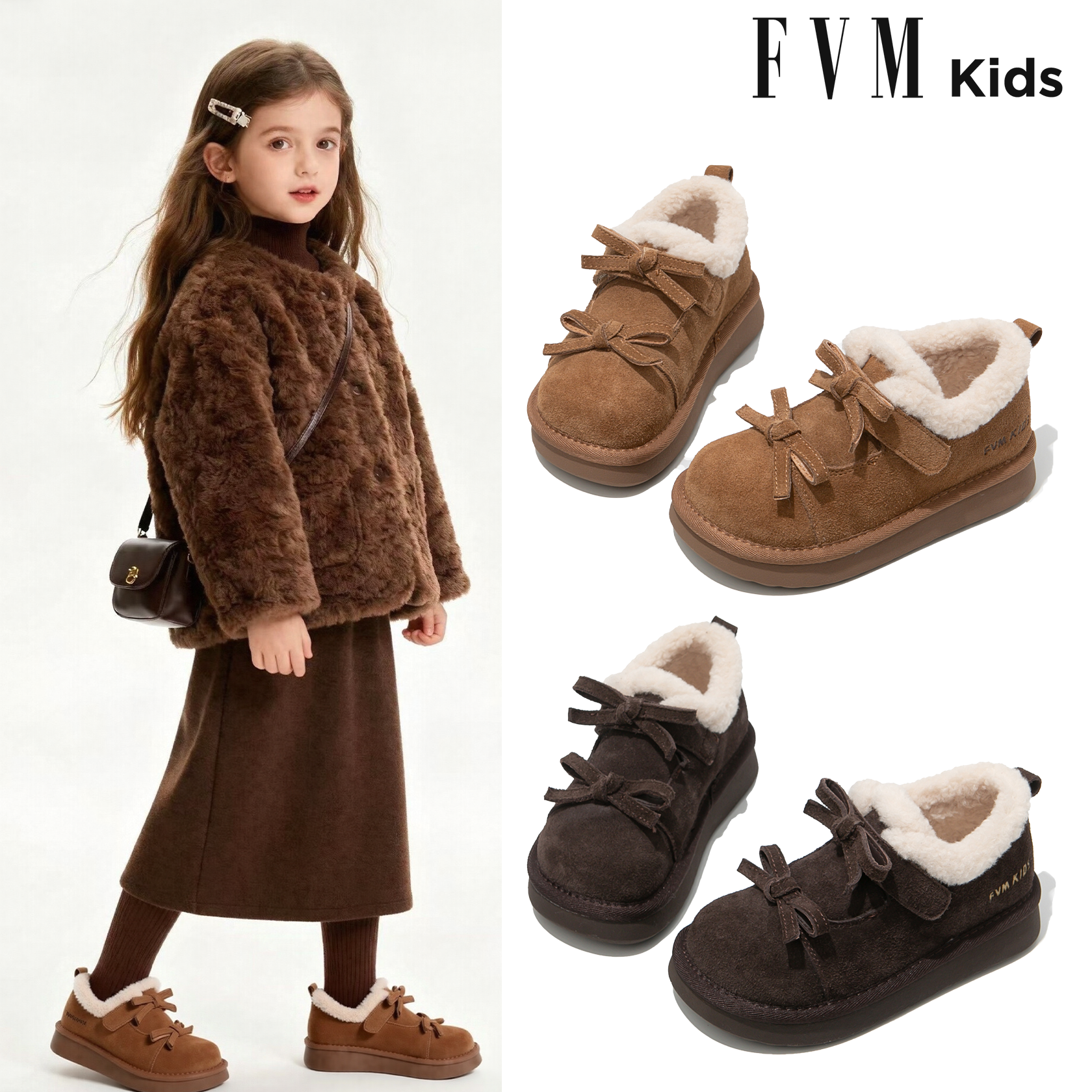 【真皮女童雪地靴】保暖加厚