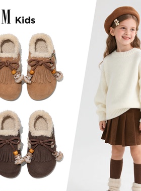 FVM女童鞋子儿童公主勃肯小皮鞋2025秋冬季新款加绒女孩软底二棉