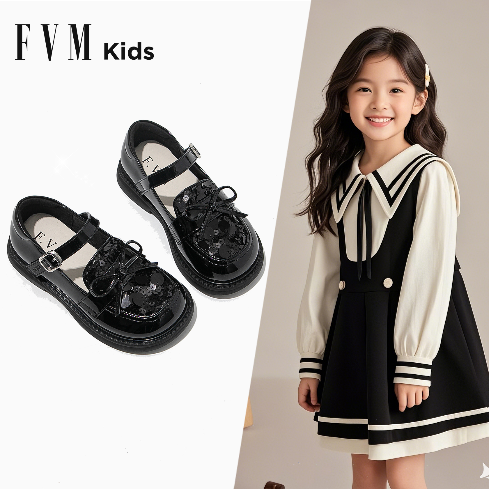 FVM女童公主小皮鞋2025春季款