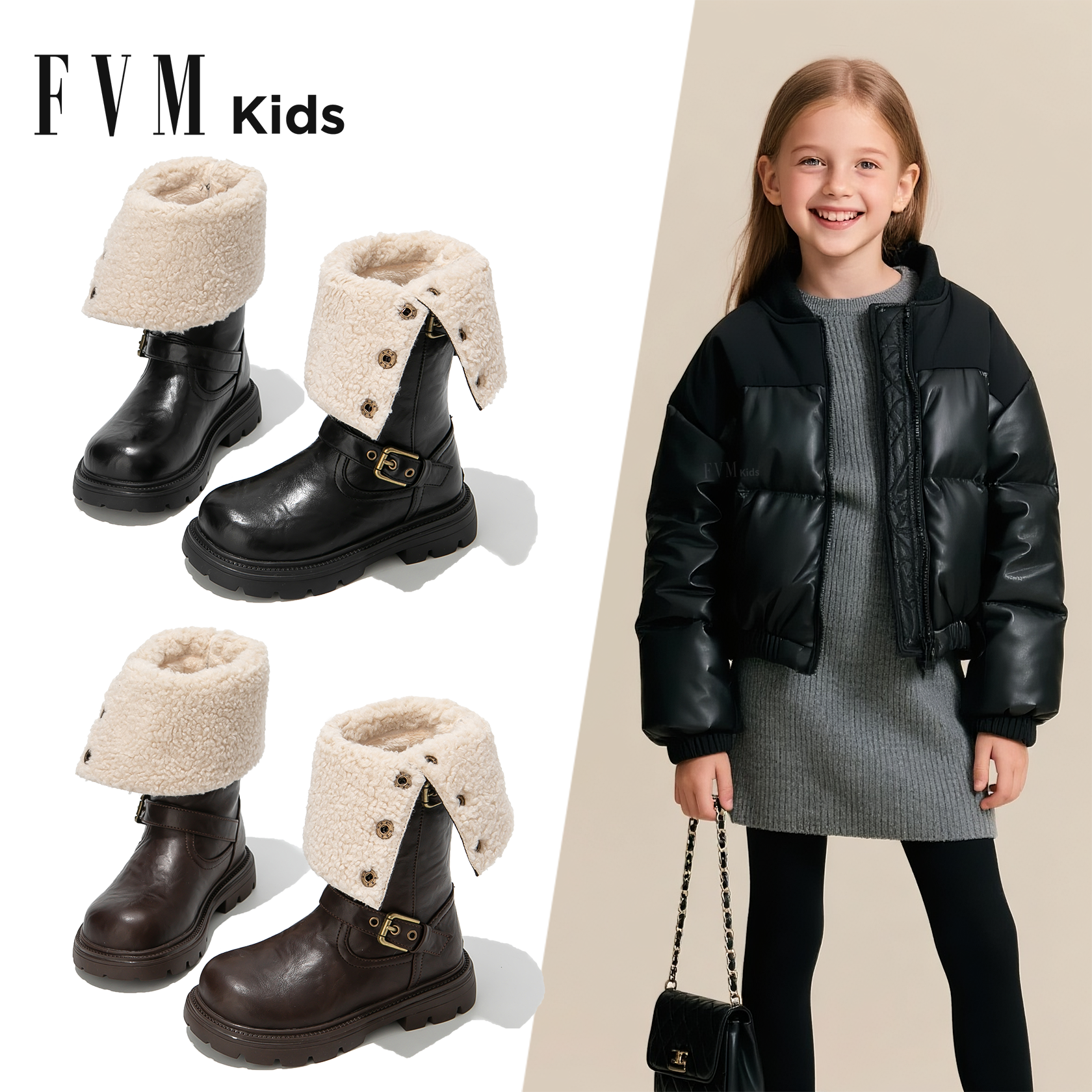 女童宝宝两穿长筒靴】加绒加厚